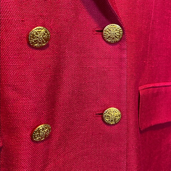 Vintage Woven Silk Blazer Doncaster Women’s 12 Pink Gold Buttons 90s Oversized - Picture 6 of 15